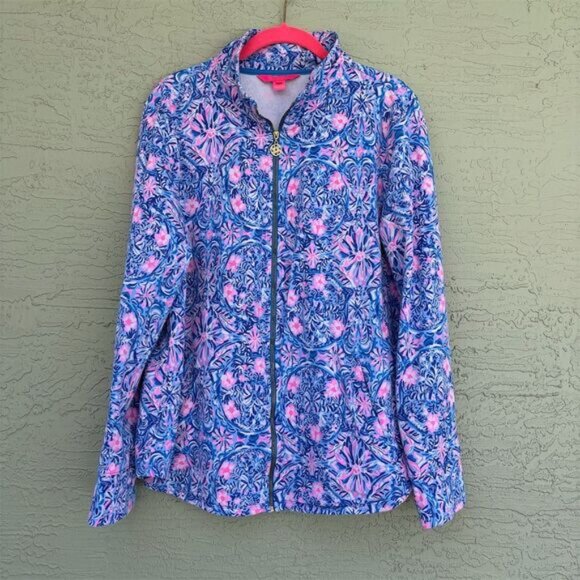 Lilly Pulitzer Women's XL Blue Leona Zip Up Jacket Long Sleeve Casual - Picture 1 of 11